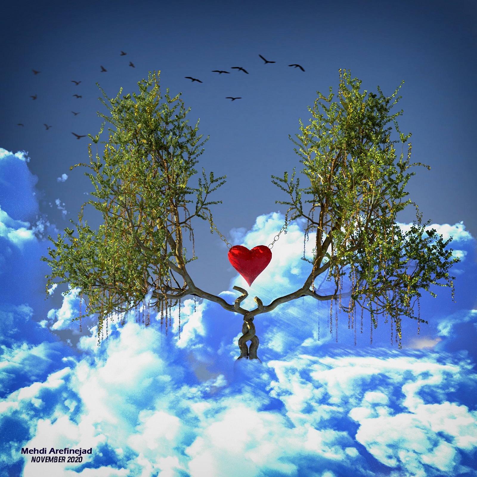 A love tree above the clouds