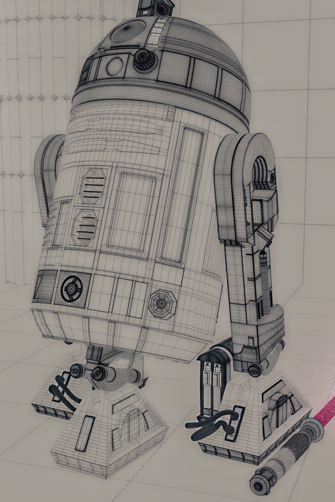 R2D2 wireframe shader Arnold