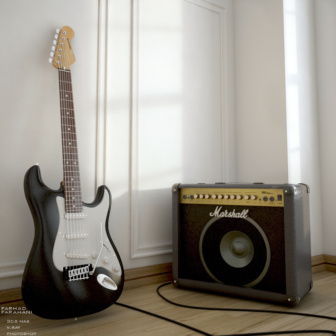 Fender Stratocaster & Marshall Guitar Amplifier